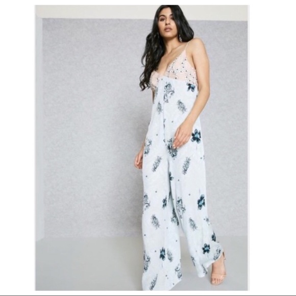 TOPSHOP EMBROIDERED AND FLORAL PRINT JUMPSUIT - Picture 6 of 6